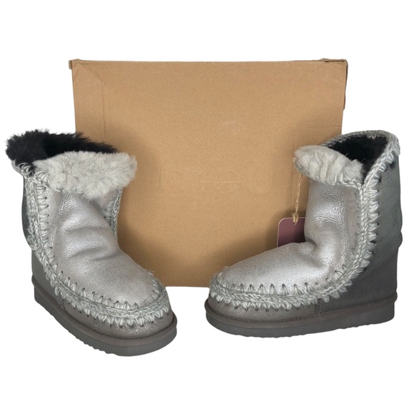 🆕 Mou Metallic Colorblock Eskimo Sheepskin Winter Moc Boots